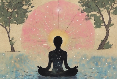 alt="A meditating silhouette depicting the difference between clinical death and brain death."